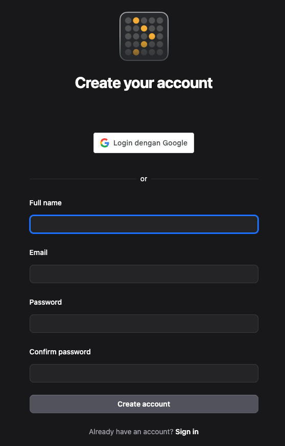 Sign up form filled.