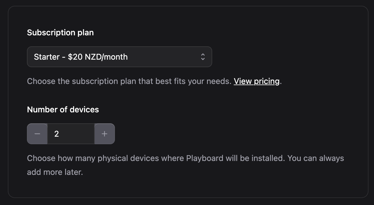 Device quantity input.